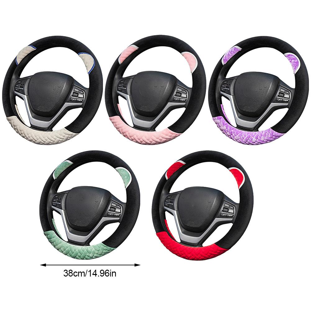 Plush Cartoon Car Steering Wheel Cover D-type Linen Carbon Fiber Leather Handlebar Cover Comfortable And Breathable - V.I.P Digital Presence