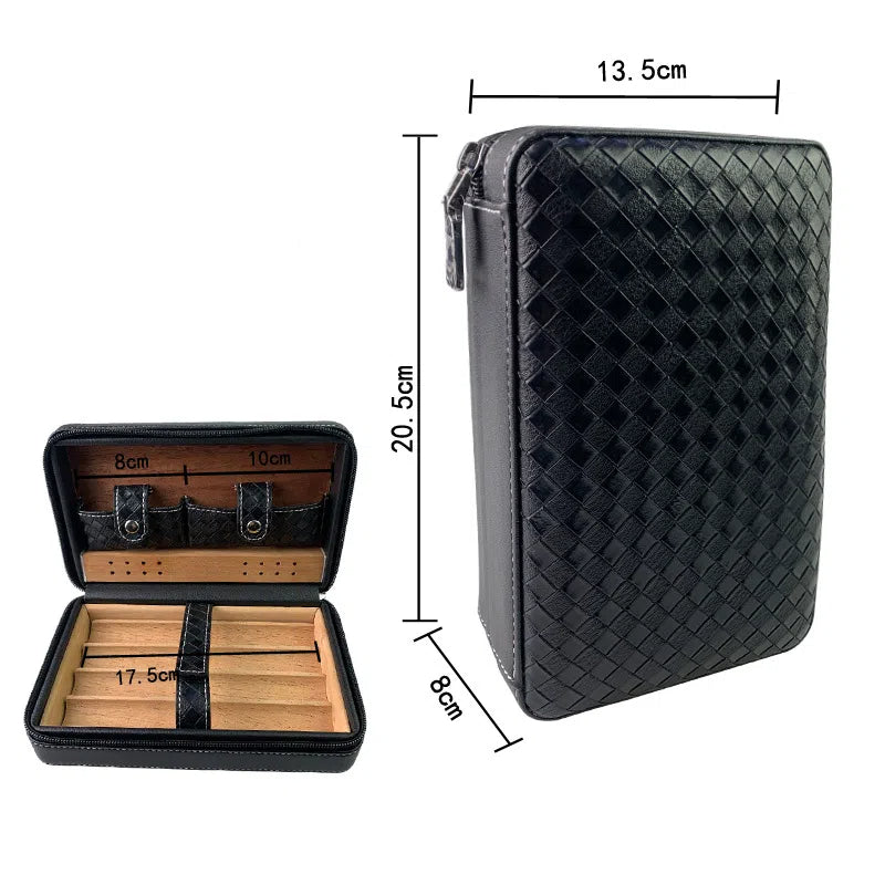 Carved version cigar box portable cedar wood cigar moisturizing box cowhide cigar box storage box Gaoxiba - V.I.P Digital Presence