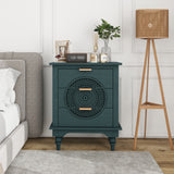 Hollow-Carved 3 Drawer Dresser Storage Chest with Metal Handles For Living Room Bedroom - V.I.P Digital Presence