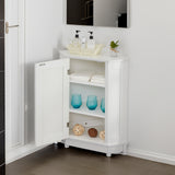 White Bathroom Cabinet Triangle Corner Storage Cabinet with Adjustable Shelf Modern Style MDF Board - V.I.P Digital Presence