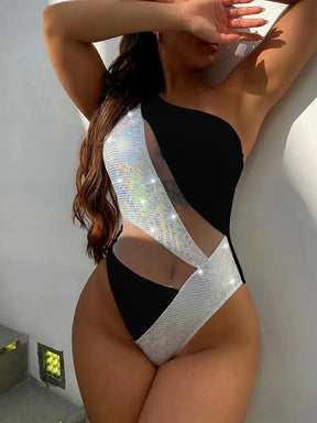 Contrast Panel One-Piece Swimsuit - V.I.P Digital Presence