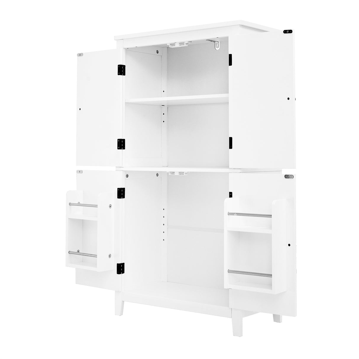 Bathroom floor storage cabinet, bathroom storage unit, 4-door independent cabinet, adjustable shelf, adaptive shelf, white - V.I.P Digital Presence
