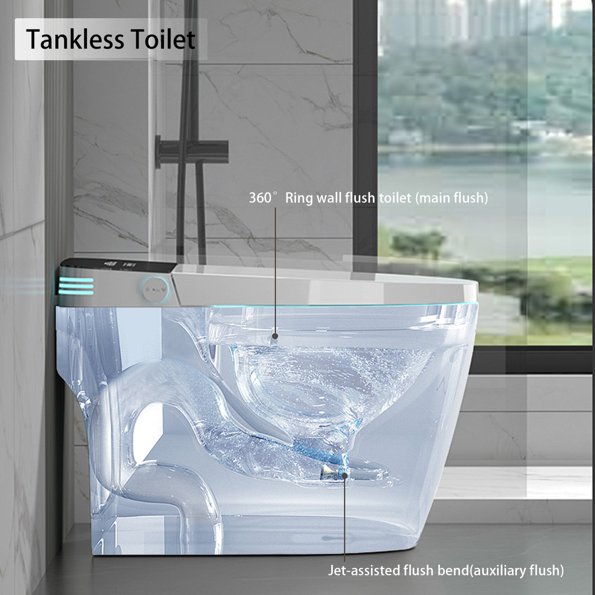 ST-GP-01 Smart Toilet with Heating, Portable Toilet with Automatic Opening and Closing, 1.28GPF Water Tank Free Toilet, White - V.I.P Digital Presence