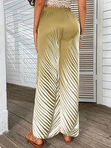Fashionable and elegant striped leaf positioning printed wide leg pants for women - V.I.P Digital Presence