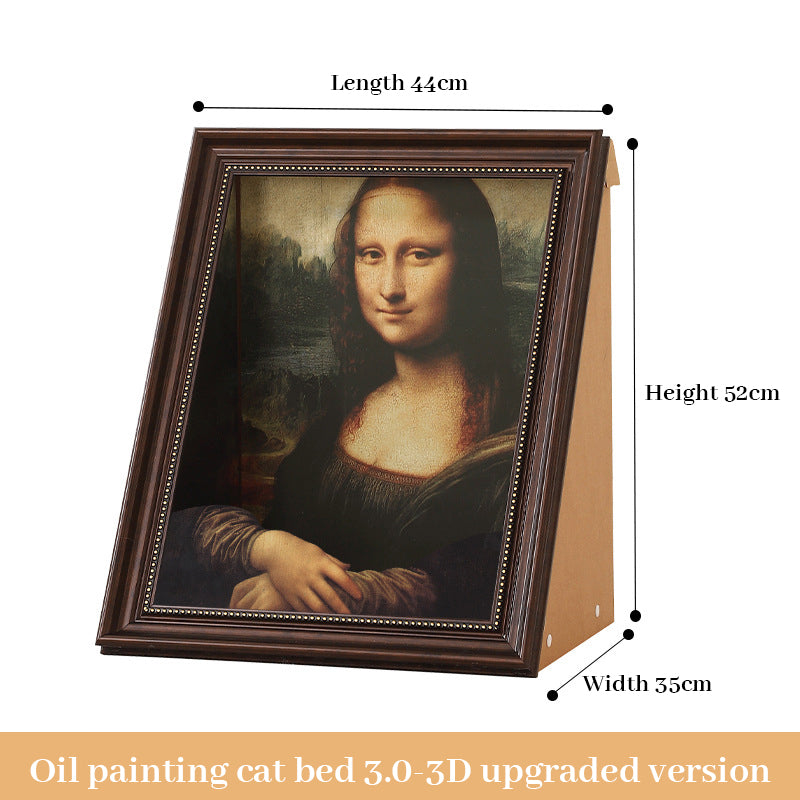 3D Mona Lisa Cat Scratcher with Removable Oil Painting Frame - V.I.P Digital Presence