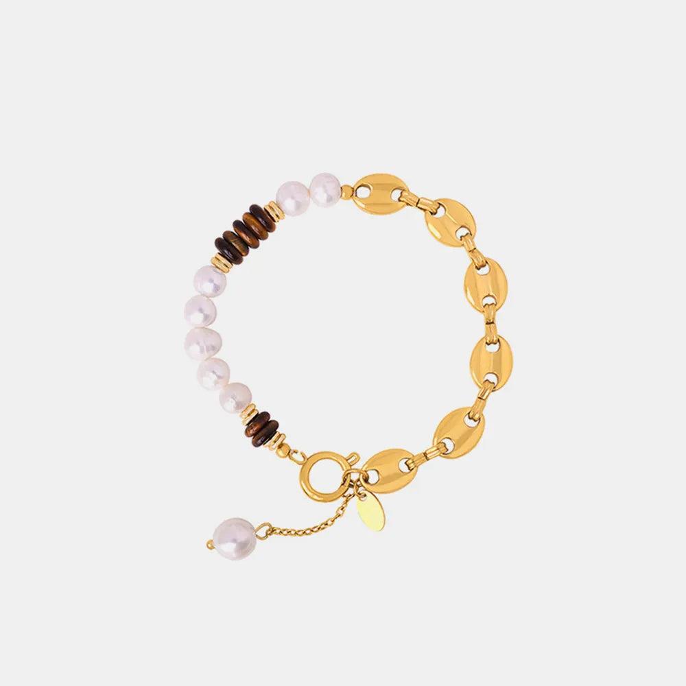Freshwater Pearl Tiger Eye Stone Pig Nose Bracelet - V.I.P Digital Presence