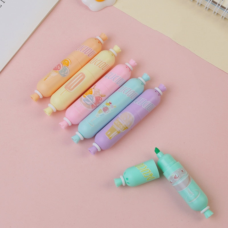 1 mini resaltador bonito con dibujos animados, marcador de pintura, material de papelería para la escuela y la oficina, cápsula de vitaminas Kawaii divertida.