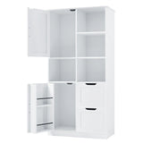 Bathroom storage cabinet with doors and drawers, multiple storage spaces, independent, open adjustable shelves, white - V.I.P Digital Presence