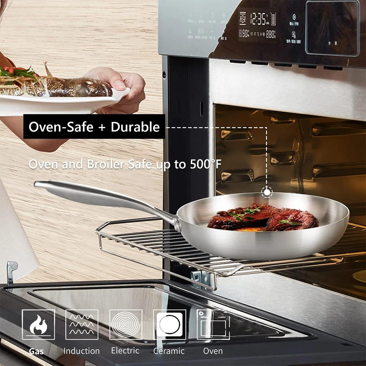 304 stainless steel three-layer steel frying pan, induction cooker, gas universal flat bottomed pan, steak frying pan - V.I.P Digital Presence