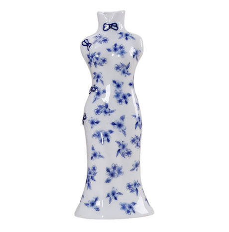 Ceramic ornaments blue and white porcelain mini vases cheongsam flower arrangements living room home decorations - V.I.P Digital Presence