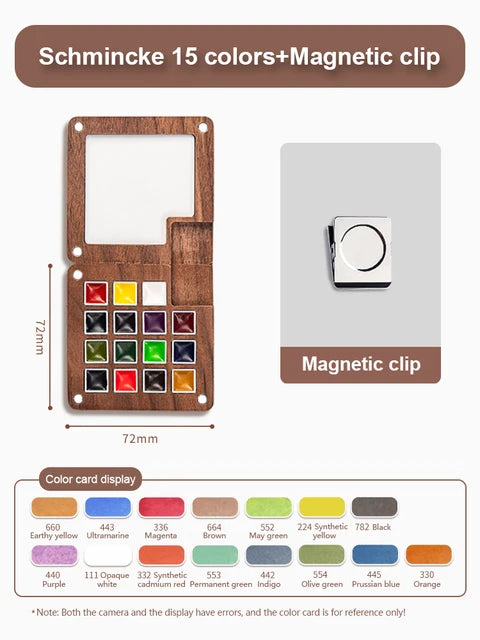 Mini watercolor paint box and small notebook Mingke 8-color wooden box mini drawing board solid watercolor painting - V.I.P Digital Presence