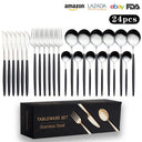Cutlery Set Stainless Steel Knife Fork Set 24-Piece Tableware Set Golden Steak Knife Fork Spoon 6-Person Set - V.I.P Digital Presence