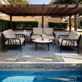 5PC Outdoor Aluminum Patio Furniture Modern Chat Sofa Conversation Set - V.I.P Digital Presence