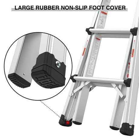 Aluminum Multi-Position Ladder with Wheels, 300 lbs Weight Rating, 22 FT - V.I.P Digital Presence