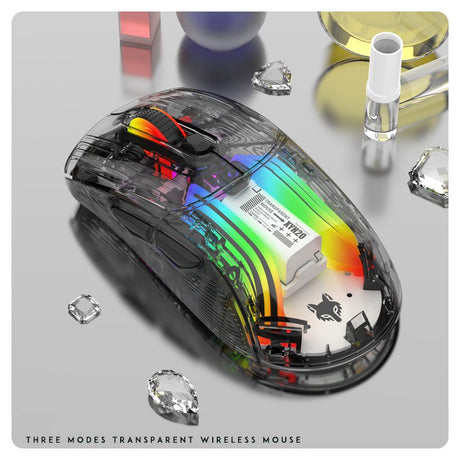 Luminous wireless Bluetooth the third mock examination transparent RGB mechanical mouse game video game mute mouse - V.I.P Digital Presence