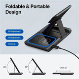 Base de carga inalámbrica 3 en 1 para iPhone 14, 13, 12, 11, X, iWatch 8, 7, Airpods, plegable, 15 W, estación de carga rápida