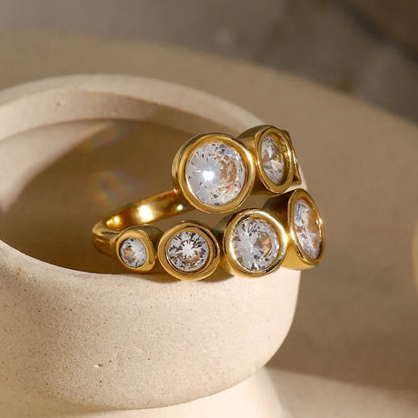 Stainless Steel Inlaid Zircon Bypass Ring - V.I.P Digital Presence