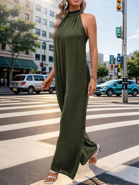 Perfee Tied Grecian Wide Leg Jumpsuit - V.I.P Digital Presence