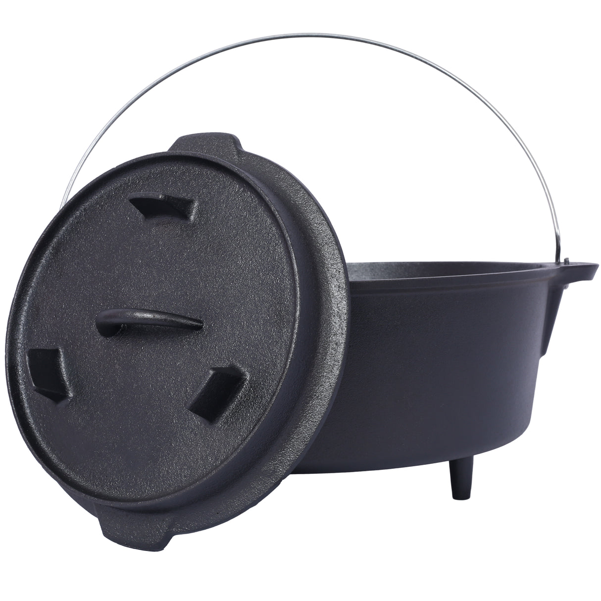 ast iron Dutch oven with lid, outdoor camping deep pot, used for camping, cooking, barbecue and leg rest,  12 Quart - V.I.P Digital Presence