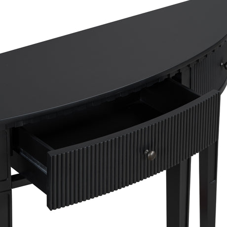 U-Style Distinctive Features of Pine Veneer Console Table with Vertical Stripe Drawer Fronts and Four Legs - V.I.P Digital Presence