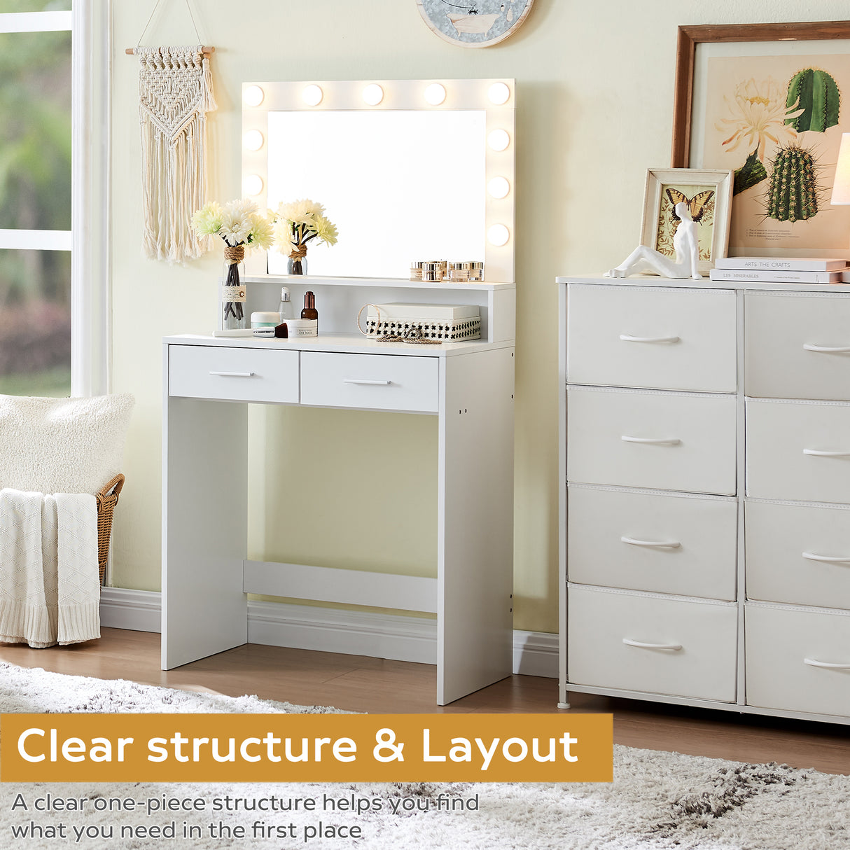 Makeup Vanity Desk with Mirror & Light - V.I.P Digital Presence