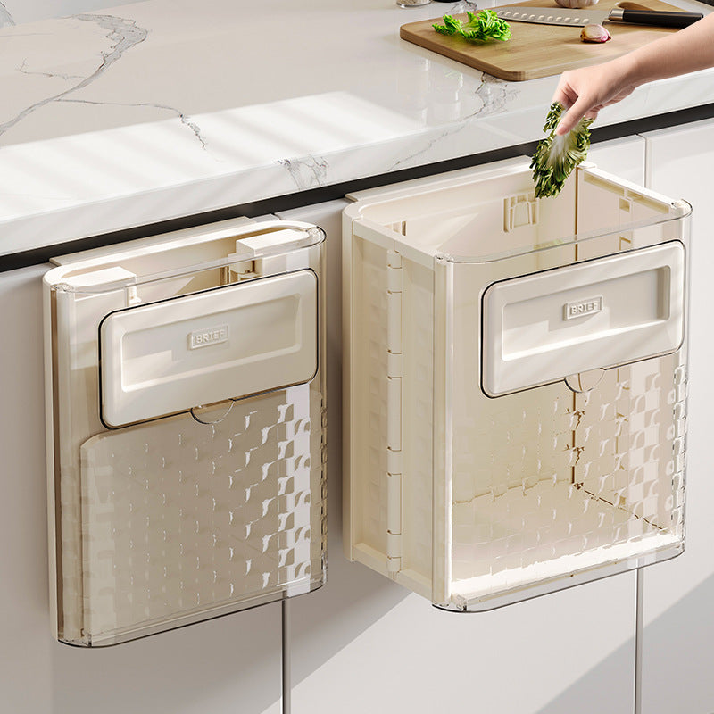 Kitchen folding trash can wall hanging large caliber leftovers bin transparent thickened folding trash can - V.I.P Digital Presence