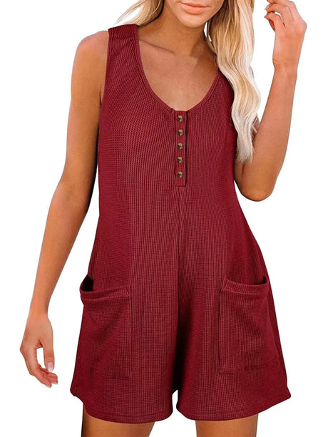 Pocketed Scoop Neck Sleeveless Romper - V.I.P Digital Presence