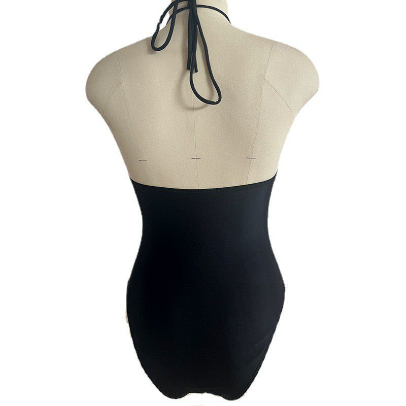 Swimsuit hollow strap sexy one-piece black tight swimsuit women's bikini - V.I.P Digital Presence