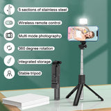 Selfie Stick with Fill Light Extendable Selfie Stick Tripod with Wireless Remote and Phone Holder Group Selfies For All  phones - V.I.P Digital Presence
