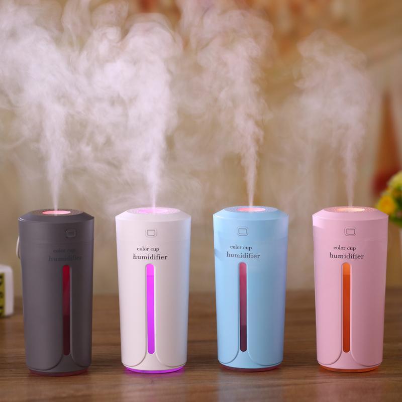 Color Cup USB Air Humidifier for Home Car Ultrasonic Mini Aroma Diffuser Air Purifier with LED Lights - V.I.P Digital Presence