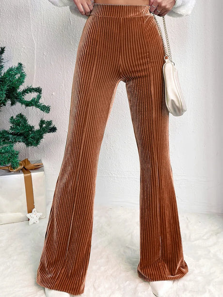 Ribbed High Waist Bootcut Pants - V.I.P Digital Presence