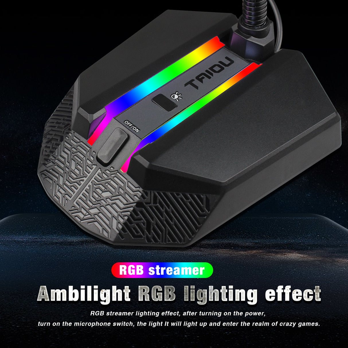 New desktop RGB luminous condenser microphone live broadcast shouting microphone gaming microphone - V.I.P Digital Presence
