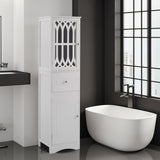 Tall Bathroom Cabinet, Freestanding Storage Cabinet with Drawer and Doors, MDF Board, Acrylic Door, Adjustable Shelf, White - V.I.P Digital Presence