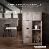 Bathroom Storage Cabinet with Storage 5 Drawers and 1 Door, Entryway Cabinet with Adjustable Shelf Grey - V.I.P Digital Presence