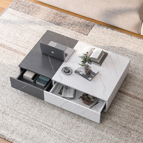 Modern style black and white coffee table with two storage spaces - V.I.P Digital Presence