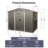 8ft x 6ft Outdoor Metal Storage Shed with Window Grey(W540S00016) - V.I.P Digital Presence