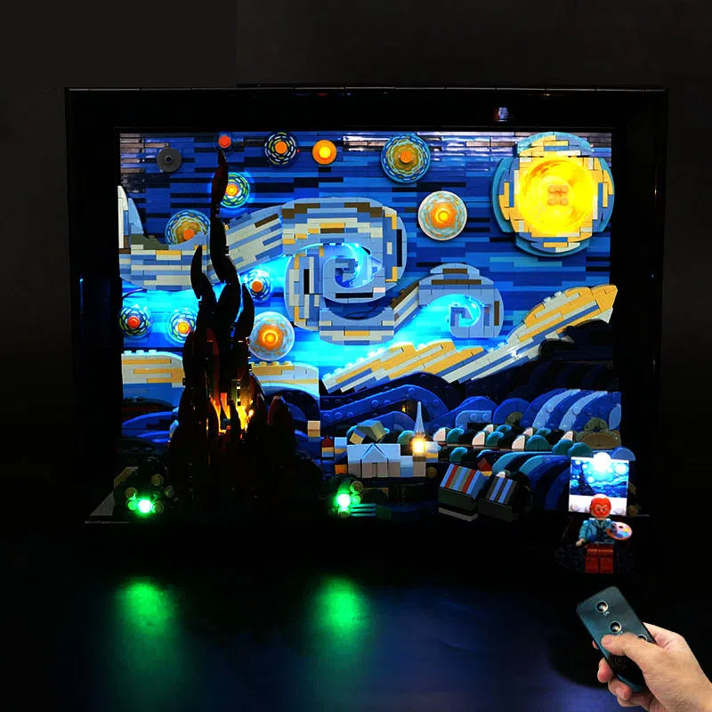 LP building block lighting suitable for 21333 Vincent van Gogh Starry Moon Night Sky Oil Painting LED remote control lighting - V.I.P Digital Presence