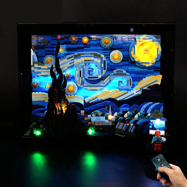 LP building block lighting suitable for 21333 Vincent van Gogh Starry Moon Night Sky Oil Painting LED remote control lighting - V.I.P Digital Presence