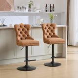 Vintage PU rotating bar stool, seat height adjustable from 25-33 inches, modern bar stool (orange, 2-piece set) - V.I.P Digital Presence