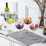 Nordic Colored Glass Wine Glasses Creative Hand-Painted Flowers Wine Glass Household Painted Goblet Crystal Champagne Drinkware - V.I.P Digital Presence