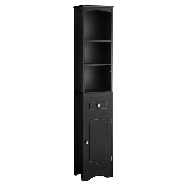 Tall Bathroom Cabinet, Freestanding Storage Cabinet with Drawer, MDF Board, Adjustable Shelf, Black - V.I.P Digital Presence