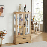 Light colored glass cabinet with adjustable glass frame, including cabinet light bulbs OAK with 2 doors and 1 drawer - V.I.P Digital Presence