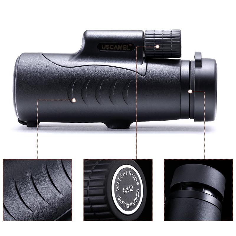 USCAMEL 8X42 Monocular Compact Hunting BAK7 Clear Vision for Bird Watching Waterproof Telescope HD (Black,Army green) - V.I.P Digital Presence