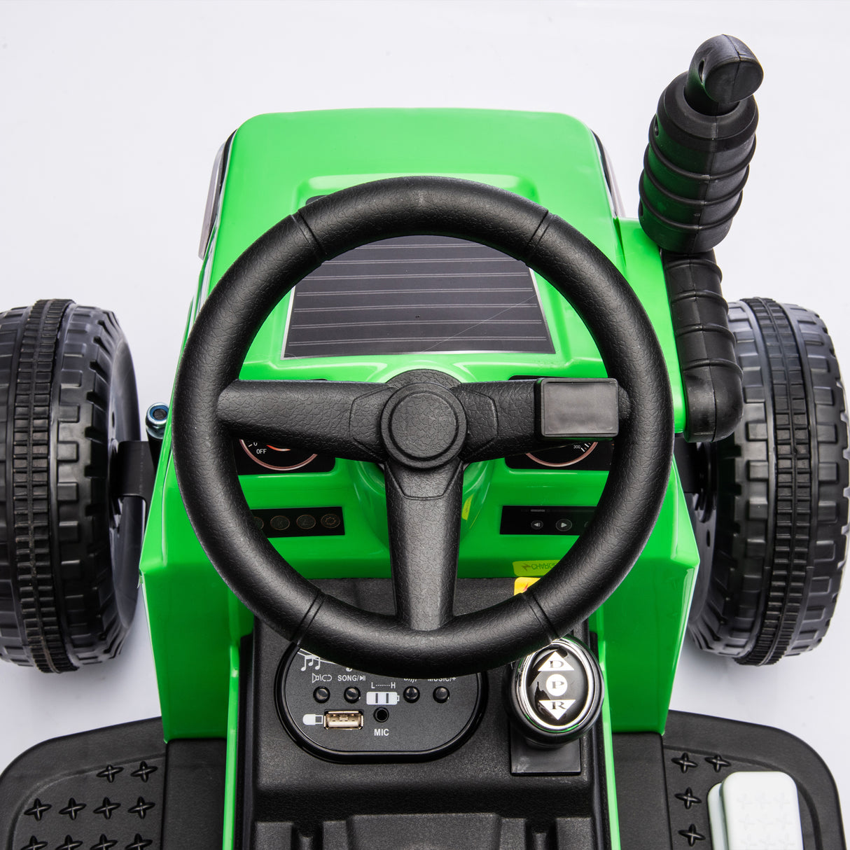 12V children ride the electric tractor "Black Knight" with a detachable storage tugboat and power display screen. - V.I.P Digital Presence