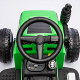12V children ride the electric tractor "Black Knight" with a detachable storage tugboat and power display screen. - V.I.P Digital Presence