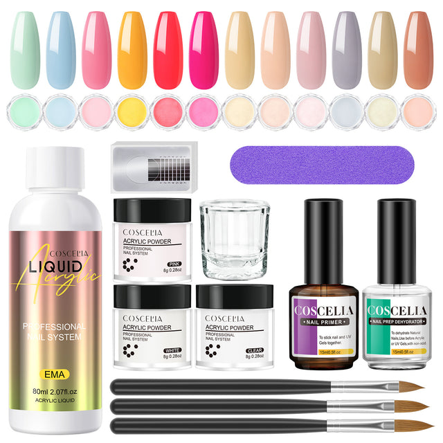 COSCELIA New 9 Color Crystal Color Powder 30Ml Crystal Liquid Desiccant Anastomosis Agent Set Nail Brush Full Set - V.I.P Digital Presence