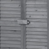 Wooden Garden Shed 3-tier Patio Storage Cabinet Outdoor Organizer Wooden Lockers with Fir Wood (Gray Wood Color -Shutter Design) - V.I.P Digital Presence