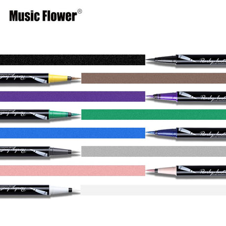 Music Flower 6 Colors Glitter Eyeliner Pencil Liquid Eye Makeup Set Waterproof Long-lasting Black Eye Liner Pen - V.I.P Digital Presence