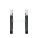1-Piece Modern Tempered Glass Tea Table Coffee Table End Table, Square Table for Living Room, Transparent/Black - V.I.P Digital Presence