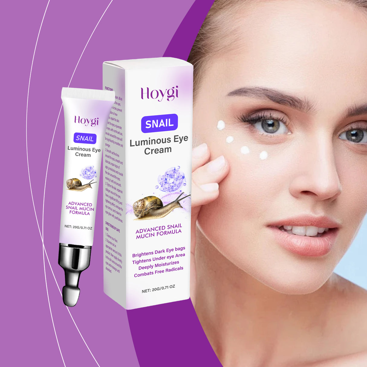 Crema reafirmante para ojos, crema iluminadora de caracol para ojos, reafirmante, suave y tersa para la piel del contorno de ojos, crema reparadora para ojos.